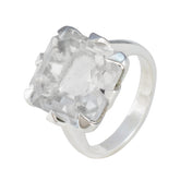 Alice Boho White Solitaire Ring with Clear Gemstone